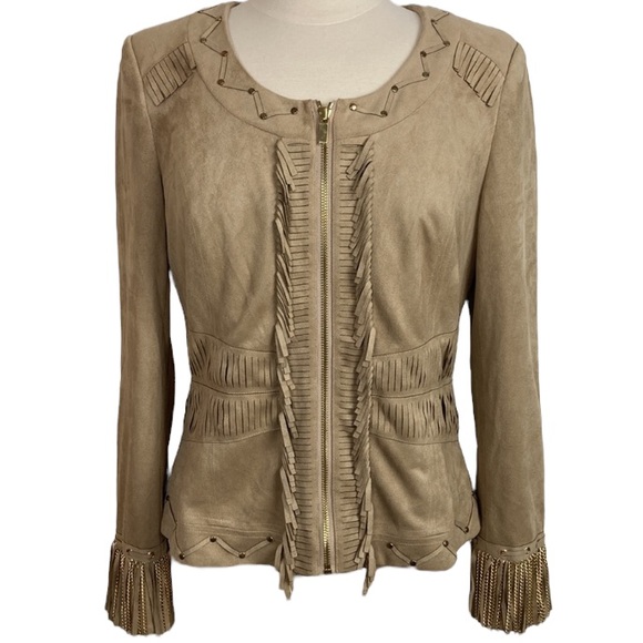Cache Tan Faux Suede Fringed Jacket - Picture 15 of 15